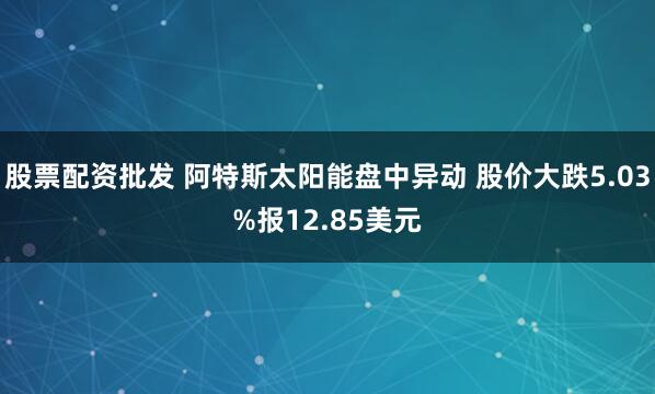股票配资批发 阿特斯太阳能盘中异动 股价大跌5.03%报12.85美元
