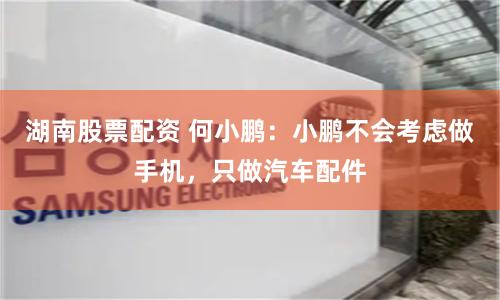 湖南股票配资 何小鹏：小鹏不会考虑做手机，只做汽车配件