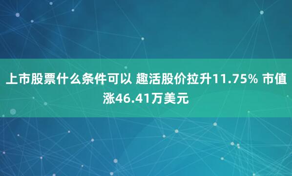 上市股票什么条件可以 趣活股价拉升11.75% 市值涨46.41万美元